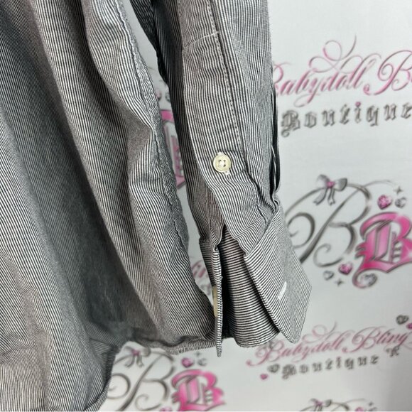 Nicole Miller button down shirt long sleeve white Gray Casual Button Down Shirt - Picture 13 of 14